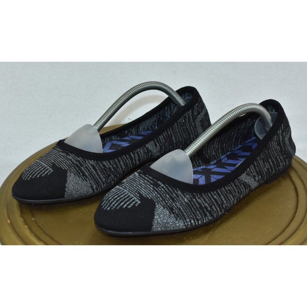 🌹Skechers Cleo Wham Women's Shoes Size 9 Ballet Flats Black/Silver Slip On 48887